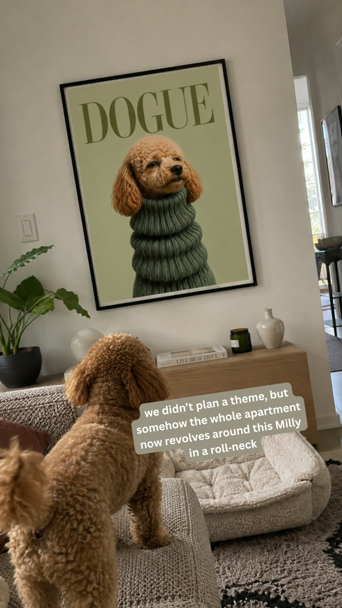 Andyokay DOGUE Poodle wall art above a sofa