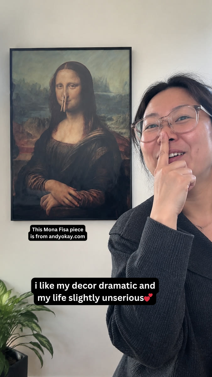 Andyokay Mona Fisa wall art — woman with dramatic glasses