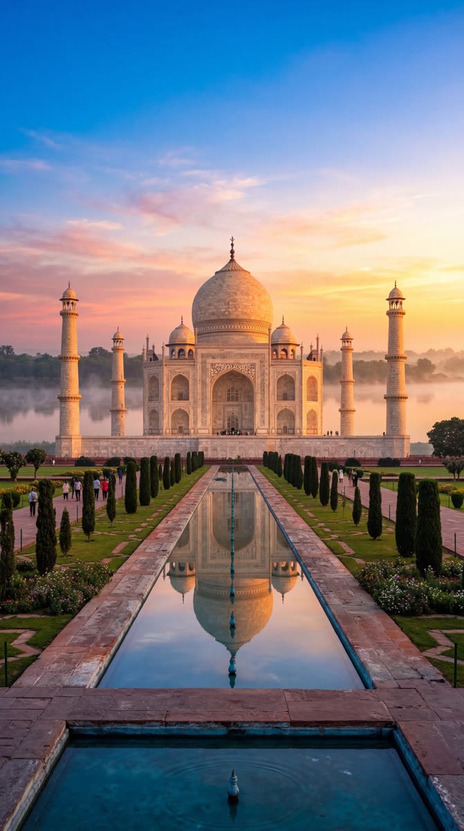 AI-generated Taj Mahal at sunrise